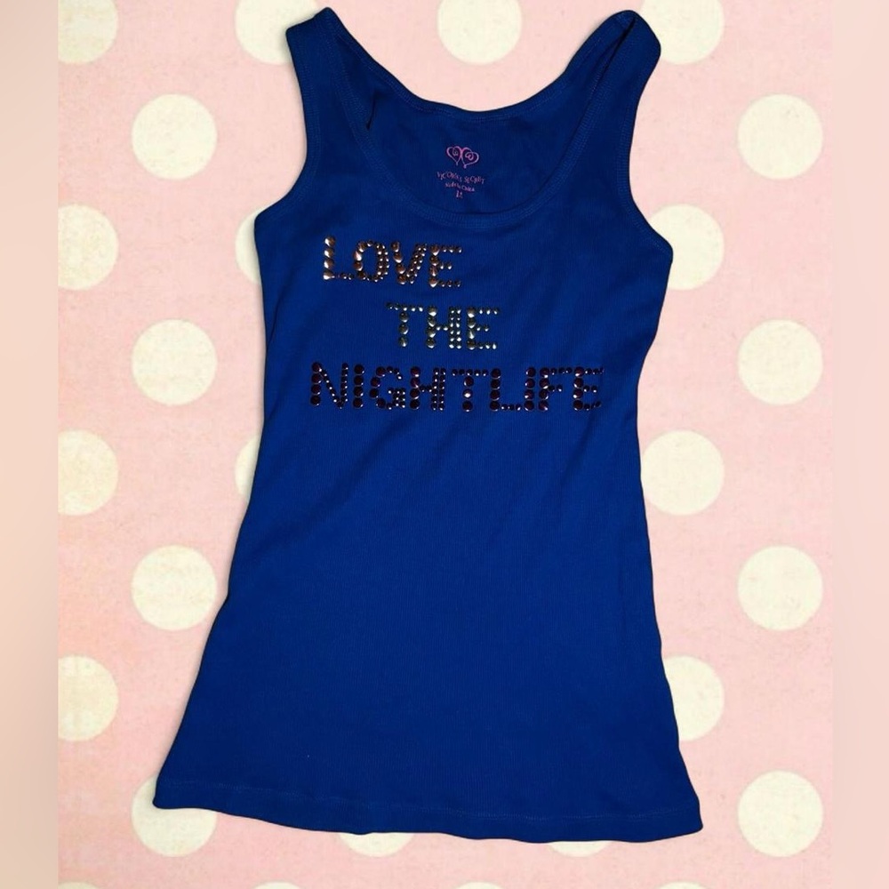 Victoria's Secret Royal Blue Ribbed Tank with Pink Logo